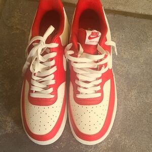 Nike Red and White Court Vision Sneakers